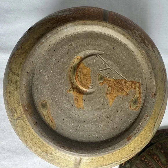 Studio Pottery Lidded Casserole Dish Signed Drip Glaze Earth Tone MCM Organic - Picture 3 of 12
